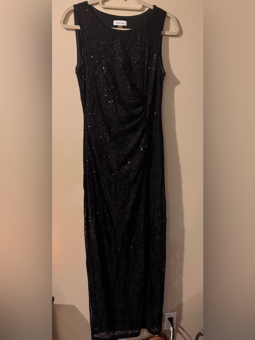 Calvin Klein Black Sequin Lace Gown -size 8